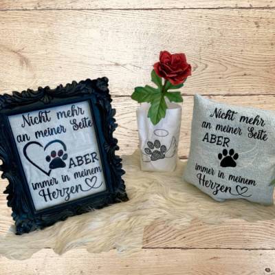 Stickdatei Trauer Haustier – Für immer in meinem Herzen Set 915 | Erinnerung für Tiere