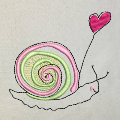 Gruß Schnecke Stickmuster 10x10 cm – Niedliche Schnecke mit Luftballon für Kinder, Geschenke & Deko