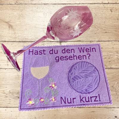 Stickdatei Wein Mug Rug – In the Hoop Untersetzer Set 822 | Design-by-Jasmina
