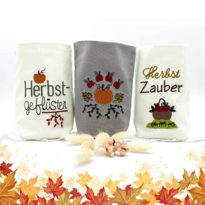 ITH Lichterbeutel 13x18cm Herbst 8 Motive Kürbis Laub Blätter Kastanie