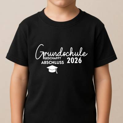 Kinder T-Shirt Grundschule geschafft 2026 – Abschluss 4. Klasse – Schulabschluss Geschenk – Baumwolle