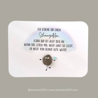 Karte Schmunzelstein – Handgemachter Trostspender, Mutmacher & Glücksbringer als Geschenk