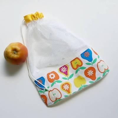 Obstnetz Birnen & Äpfel – Baumwolle & Mesh, Einkaufsnetz, unverpackt einkaufen, plastikfrei, waschbar, verschiedene Größen, Obstbeutel,