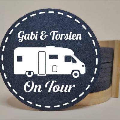Geschenk für Camper, 10 personalisierte Camping-Untersetzer mit Wunschtext, Camping, Wohnwagen Wohnmobil Geschenk