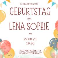 Personalisierbare Geburtstagseinladung Ballon-Design – Einladung für Kindergeburtstag zum Ausdrucken Bild 1