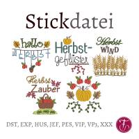 Stickdatei Herbst Motive SET verschiedene Größen - Dekoration für Herbstprojekte Bild 1
