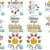 Stickdatei Herbst Motive SET verschiedene Größen - Dekoration für Herbstprojekte Bild 2