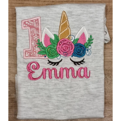 Geburtstags-Shirt Einhorn mit Zahl und Name