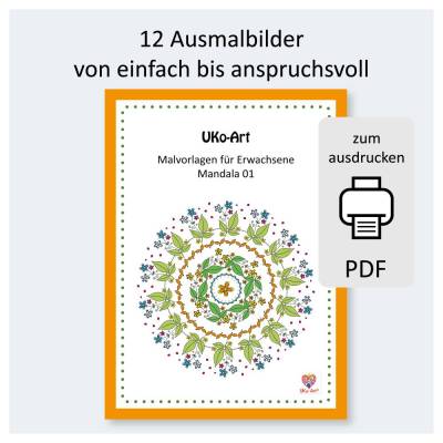 Mandala Malvorlage zum Ausdrucken – Ausmalbilder für Erwachsene – PDF-Vorlage DIN A4