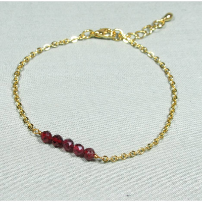 Geburtsstein Armband Januar Granat vergoldet (2274)