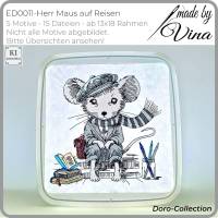 Stickdateien Herr Maus auf Reisen im Scribble Stil – ab 13x18 cm, Doro-Collection Bild 2