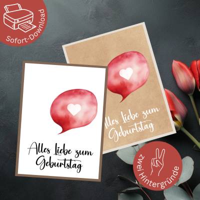 Minimalistische Geburtstagskarte als PDF – Moderne Grußkarte zum Ausdrucken