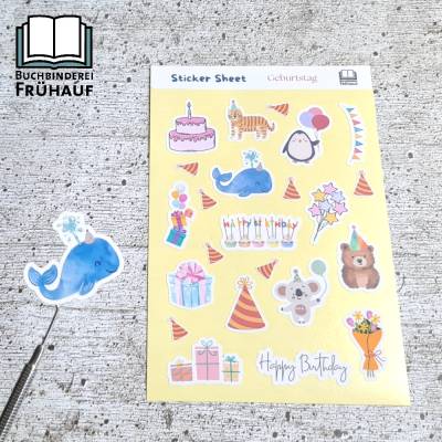 Stickerbogen Geburtstagsmotive – Papiersticker & Vinylsticker für Geschenke, Karten & DIY