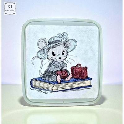 Stickdateien Frau Maus auf Reisen im Scribble Stil – ab 13x18 cm, Doro-Collection