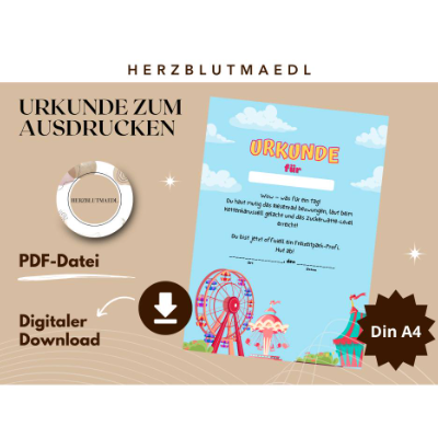 Personalisierte Kinderurkunde – Freizeitpark Erlebnis | Geschenk & Erinnerung