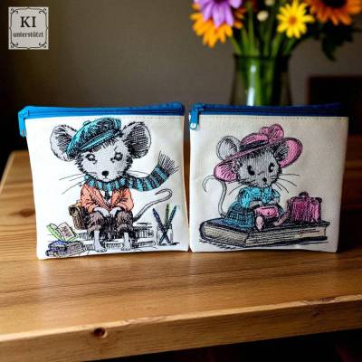 Stickdateien Sparset Herr und  Frau Maus auf Reisen im Scribble Stil – ab 13x18 cm, Doro-Collection