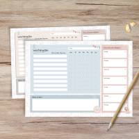 Wochenplan Kinder A4 PDF: Wochenübersicht zum Ausdrucken mit Kästchen & Notizen, 4 Farben im Boho-Stil Bild 1