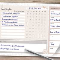 Wochenplan Kinder A4 PDF: Wochenübersicht zum Ausdrucken mit Kästchen & Notizen, 4 Farben im Boho-Stil Bild 2
