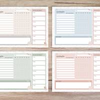 Wochenplan Kinder A4 PDF: Wochenübersicht zum Ausdrucken mit Kästchen & Notizen, 4 Farben im Boho-Stil Bild 3