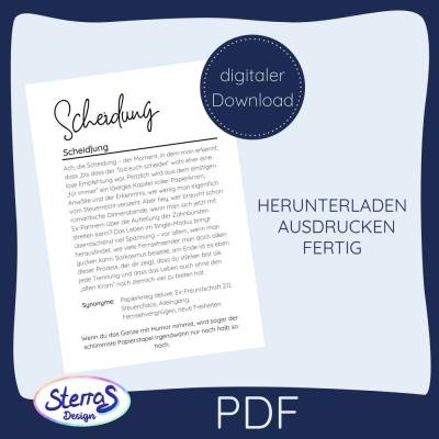 Scheidung sarkastisch Printable – Humorvolle Druckvorlage als PDF für Karte oder Poster