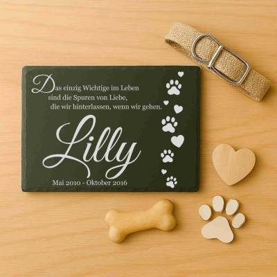 Personalisiertes Gedenkstein Tier | Schiefer Grabschmuck wetterfest & handmade