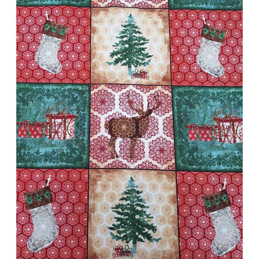 Baumwollstoff mit Weihnachtsmotiven, Weihnachtsstoff