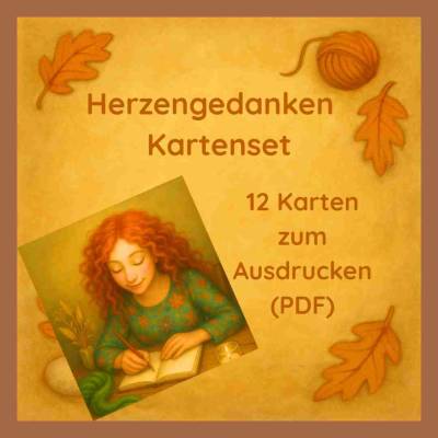 Kartenset „Herzensgedanken“ – 12 inspirierende Karten (PDF) mit Lydia & Wolly zum Ausdrucken