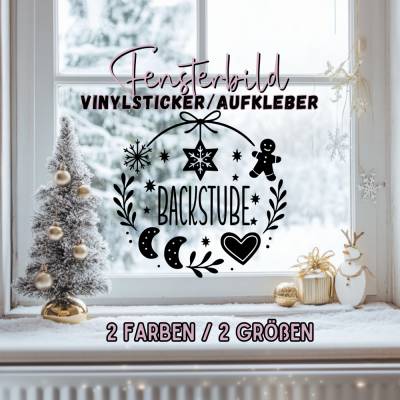 Backstube Kekse Plätzchen Aufkleber Fensterbild für die Weihnachtsbäckerei