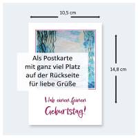Geburtstagskarte zum Ausdrucken Seerosen – Digitale Aquarellkarte als Postkarte & Klappkarte - PDF Bild 4
