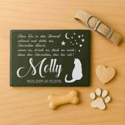 Personalisiertes Gedenkstein Tier | Schiefer Grabschmuck wetterfest & handmade