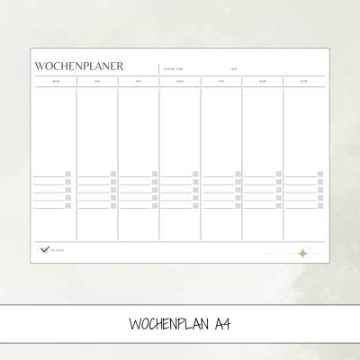 Schlichter Wochenplan zum Ausdrucken A4