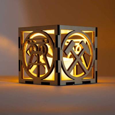 Ruhrpott Teelichthalter Holz Quadratisch | Geschenkidee Ruhrgebiet | LED Teelicht