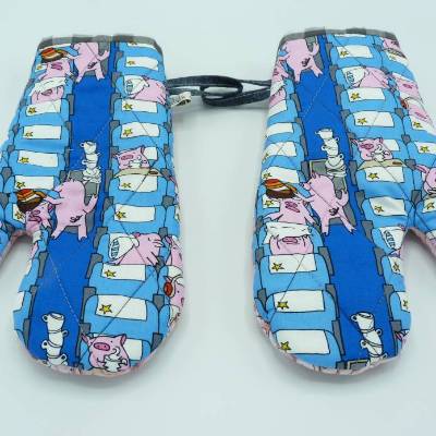 Topfhandschuhe Topflappen Schweine im Flugzeug