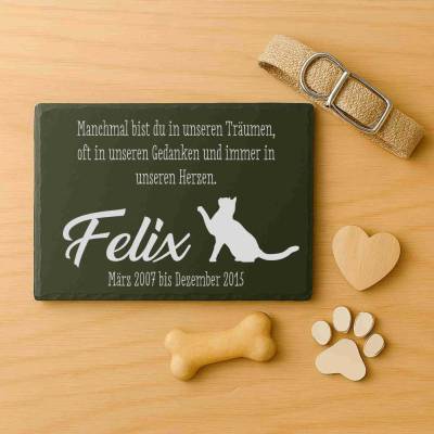 Personalisiertes Gedenkstein Tier | Schiefer Grabschmuck wetterfest & handmade