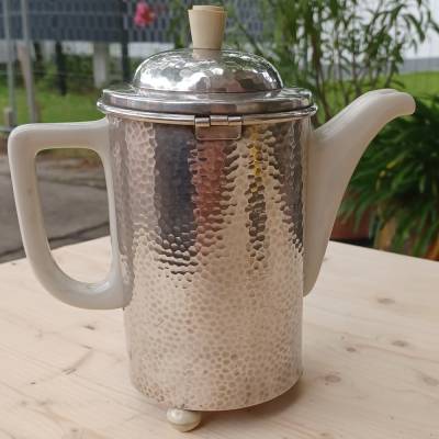 0,5 l Kaffeekanne von WMF - Warmhaltekanne - Porzellan von Bauscher Weiden - Hammerschlagmetall