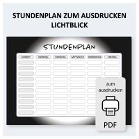 Stundenplan PDF-Vorlage Schwarz-Weiß DIN A4 zum Ausdrucken Bild 1