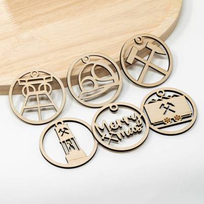 6 Ruhrpott Holzanhänger – Weihnachtsset | Pott Weihnachtsschmuck Motiv | Holz Baumschmuck