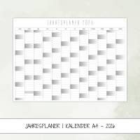Kalender Jahresplaner 2026 zum Ausdrucken Kalender A4 mit farbigen Wochenenden für 2026 Bild 1