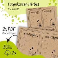 Druckvorlage Herbst, Tütenkarte, Herbstzauber, kleiner Herbstgruß, Herbstzeit, Igel, Blätter, Autumn Bild 2