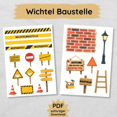Wichtel Baustelle Set zum Ausdrucken, Wichtelbaustelle Druckvorlage, Wichtelzubehör Weihnachten