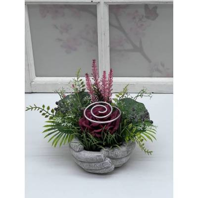Kleines Grabgesteck Händeform – Urnengesteck & Grabschmuck für Urnengräber, Kunstblumen