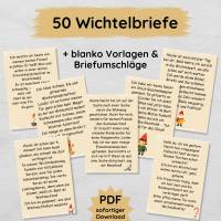 50 Wichtelbriefe für Kinder zum Ausdrucken für die Wichteltür, mit blanko Vorlagen und Briefumschlägen Bild 1