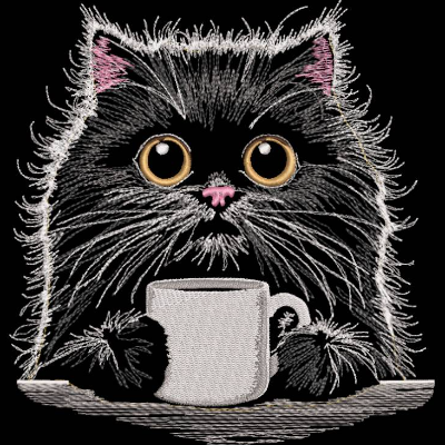 Katze Konturen Lichteffekt Stickdatei 10x10cm – mit opt. Applikation für dunkle Stoffe