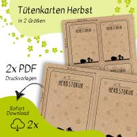 Druckvorlage Herbst, Geschenkkarte, Tütenkarte, Herbstzauber, kleiner Herbstgruß, Herbstzeit, Igel Bild 2