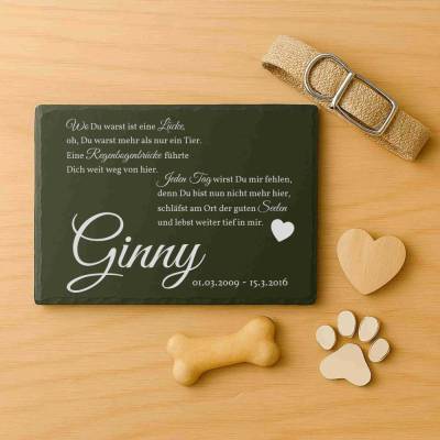 Personalisiertes Gedenkstein Tier | Schiefer Grabschmuck wetterfest & handmade