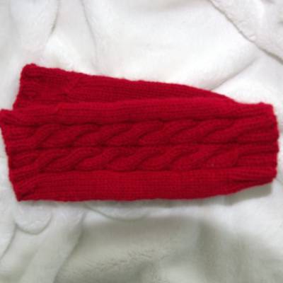 Armstulpen gestrickt mit Zopfmuster und Daumenloch rot