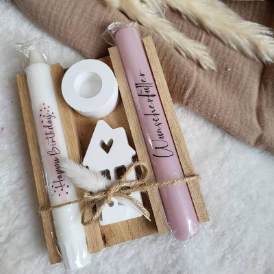 Geschenkset Geburtstag Frau – Skandinavische Deko personalisierbar – Wunscherfüller, Geschenk Set Danke sagen