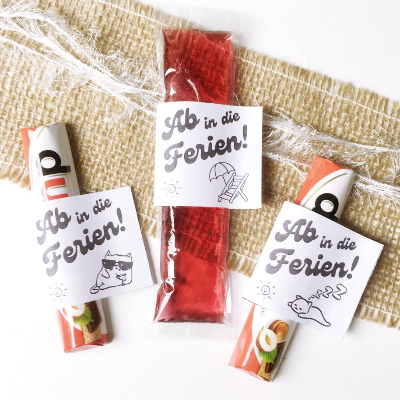 Druckvorlage Geschenk für Schulferien, Schulklasse, Lehrer, Wassereis, Ferienbeginn, Schuljahresende, Abschiedsgeschenk