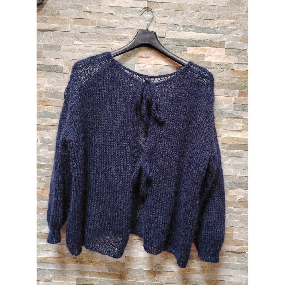Super leichte Mohair-Seide Strickjacke mit Schleifen in L-XL