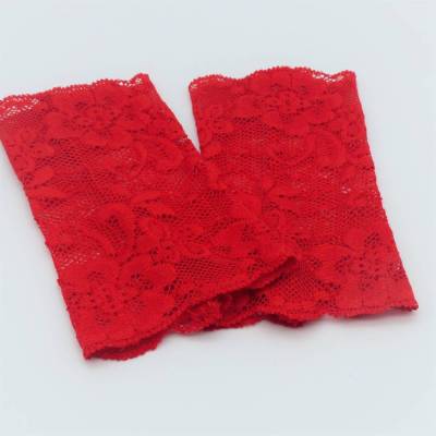 Elegante rote Spitzenstulpen – Festliche Armstulpen aus elastischer Spitze für Hochzeit & Events